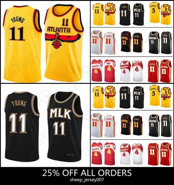 

jersey basketball''nba''atlanta''hawks''trae 11 young dejounte 5 murray 75th anniversary damian 0 li, Black;red