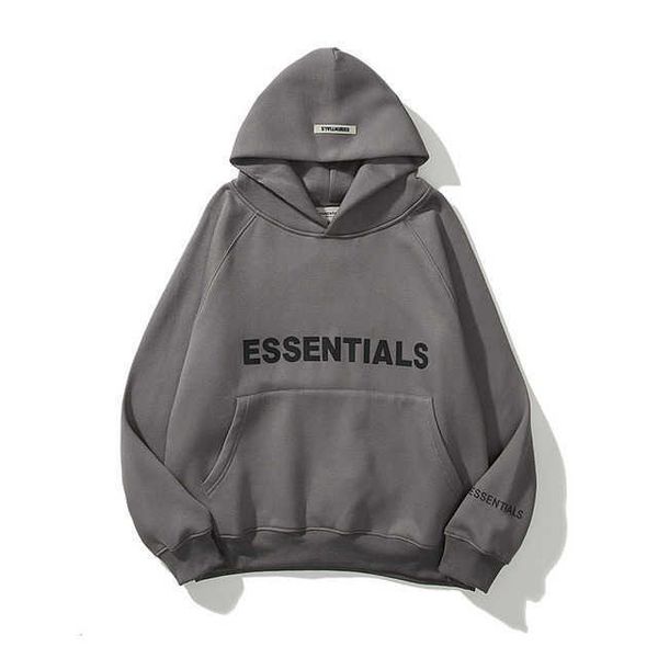 

fw22 essentials hoodie couple reflective letter print fleece fashion hip hop street sweatshirt, Black