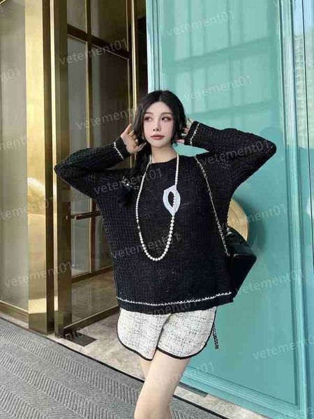 

luxury women sweater autumn cutout design fashion print long sleeve t-shirt brand designer casual womens sweaters sandro 0912, White;black