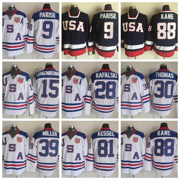 

vintage hockey''nhl''81 phil kessel jersey retror 2010 team usa 9 zach parise 88 patrick kane 28 brian rafalski 30 tim t, Black