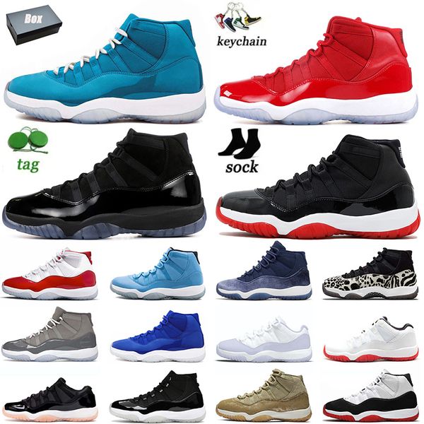 

classic jumpman 11 mens basketball shoes 11s sneakers with box space jam high win like 96 cherry breed white red cool grey retros midnight n