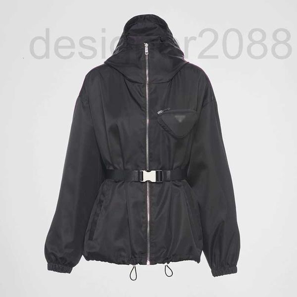 

women's jackets designer nylon jacket detachable belt women's autumn and winter triangle bag windbreaker, Black;brown