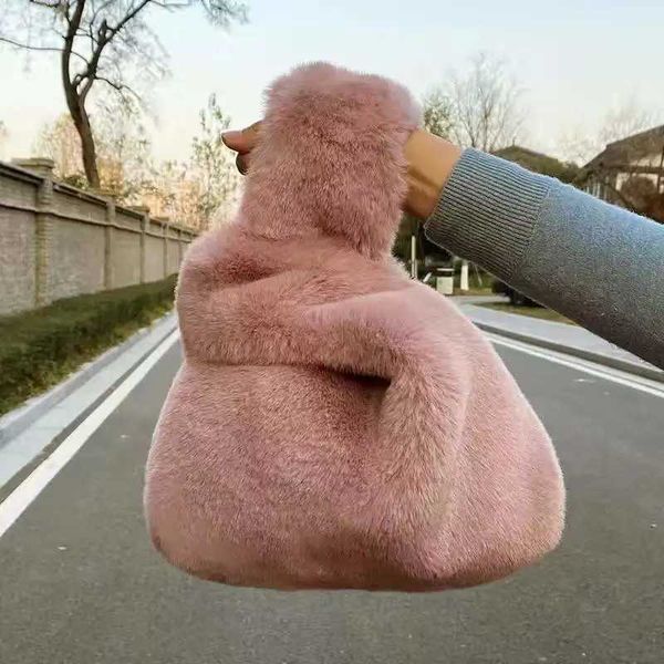

totes korean y2k plush handbag new casual kaii storage bag ladies fashion sweet vintage women shoulder bag solid large capacity bag y2211