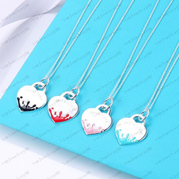 

ladies chain bracelet necklace luxury designer classic heart set 925 link girls valentine's day love gift jewelry wholesale and retail, Black