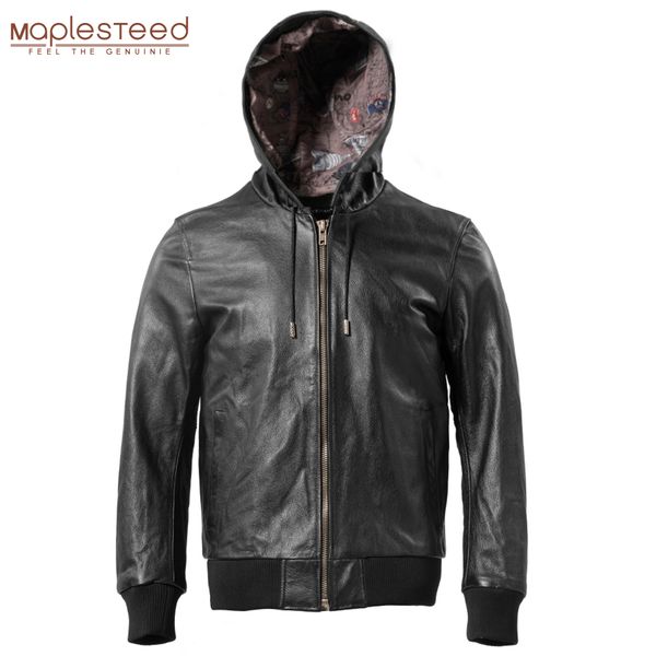 

men's leather faux men jacket hooded soft natural cowhide genuine coat hood man clothes spring autumn clothing m618 221124, Black