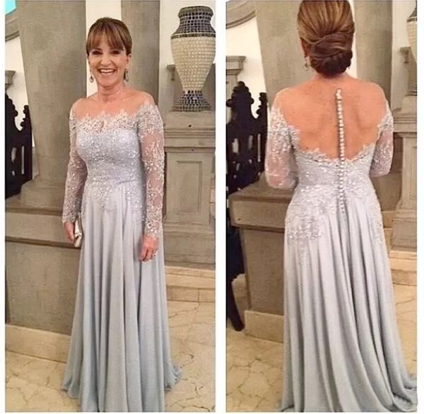 

elegant a line mother of the bride dresses long sleeves appliques lace beaded see through prom gown custom made, Black;red