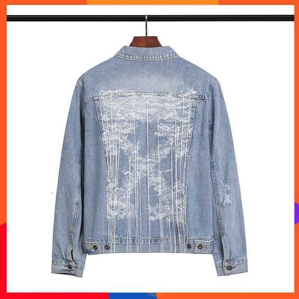 

men's jacket correct version 20ss offs styles style craft embroidered sling letter arrow washed old denim coat, Black;brown