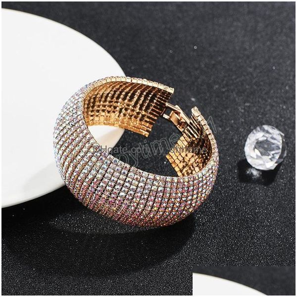 

charm bracelets luxury crystal bridal bracelets for women mticolor rhinestone 15 rows bangle fashion wedding accessories drop delive dhjym, Golden;silver