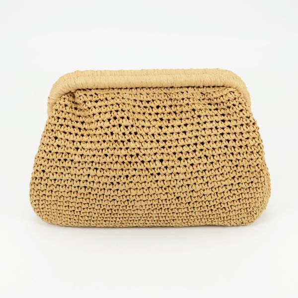 

handmade crocheted raffia straw clutch bag summer evening party pouch gift for women
