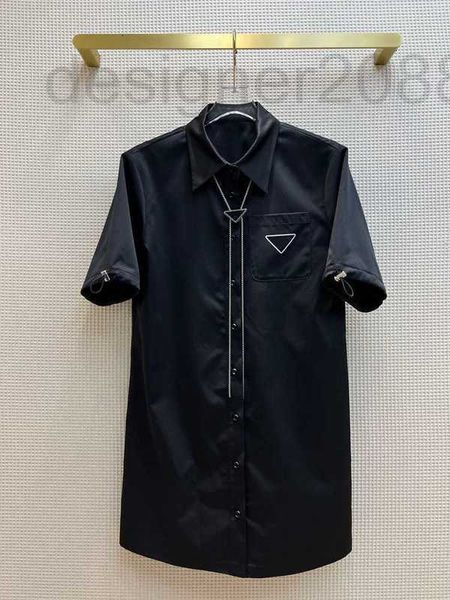 

casual dresses designer tooling short sleeve shirt dress cool casual street solid color slim straight high-end summer ogyn, Black;gray