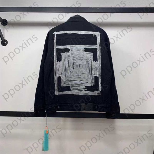

offs men's jacket autumn winter jackets new phantom square arrow gilt printed denim for men and women fashion windbreaker coat, Black;brown