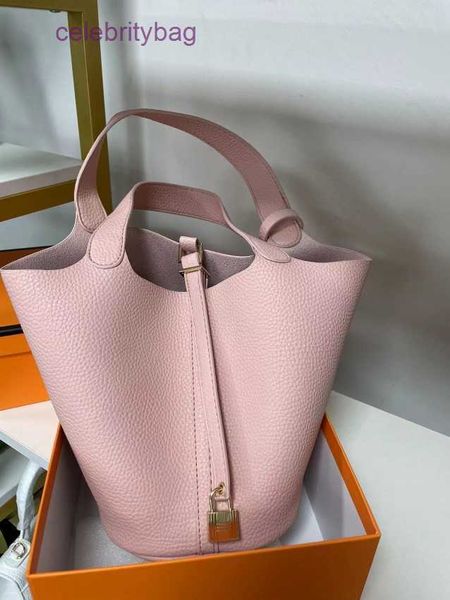 

hremm picotin locks bags girl new fashion high sense vegetable basket women's soft pu litchi pattern bucket mother handbags discount