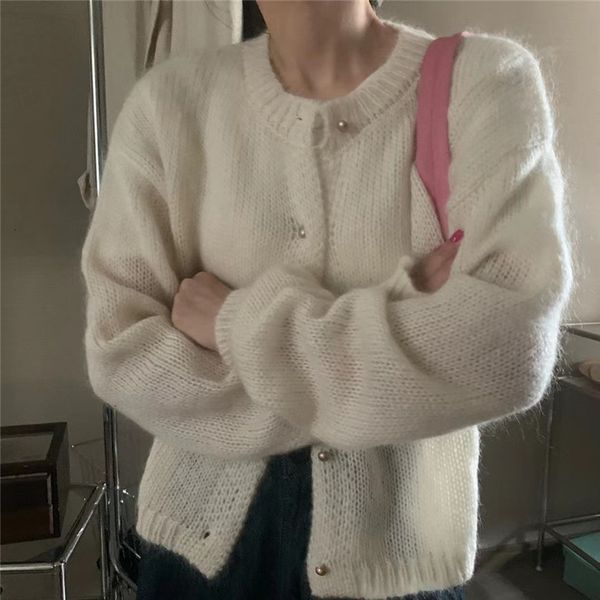 

women s knits tees limiguyue white knitted cardigan women gentle soft mohair sweater early autumn korean jackets casual loose cropped j632