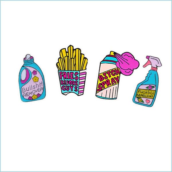 

pins brooches cartoon pins repellent fries brooches funny cute remover spray enamel cleaning denim bag badge for women jewe dhgarden dh8or, Gray