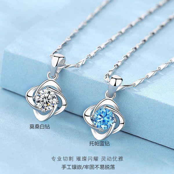 

pendant s s999 full silver pendant simple clover women's fashion clavicle chain japanese and korean sterling silver necklace