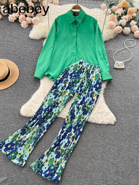 

women s two piece pants tracksuit sets loose long sleeve shirt and wide leg elegant suits summer casual female outfits 221125, White