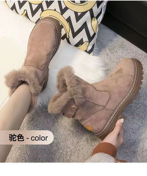 

snow boots fashionable new women's winter with cashmere winterproof warm cotton boots, Black