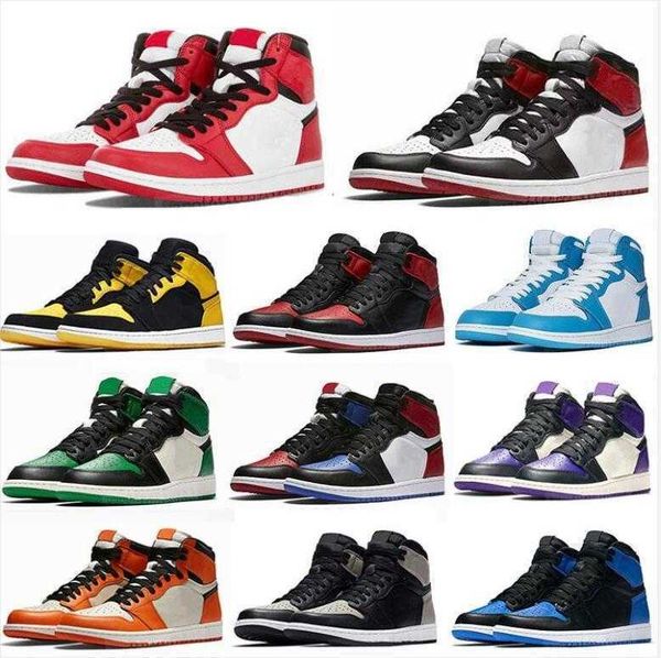 

jumpman 1 basketball shoes og high 1s running unc hyper royal homage to home university blue men sport designer sneakers trainers 36-48443h, Black