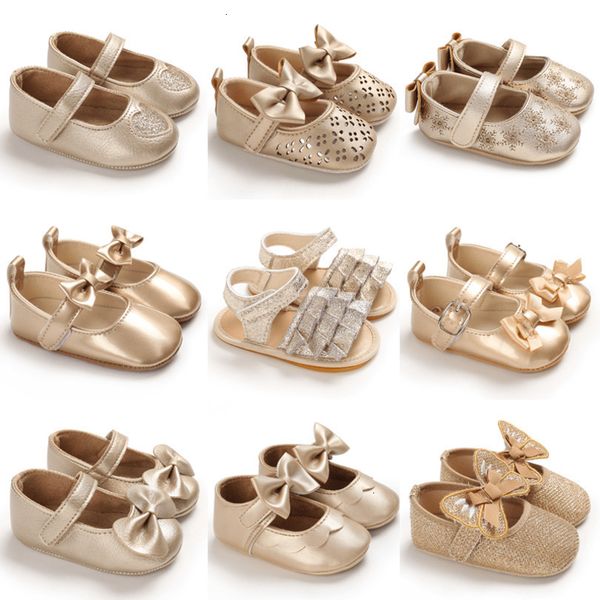 

first walkers golden born baby baptism walking shoes elegant and gold princess comfortable soft soles nonslip 221125