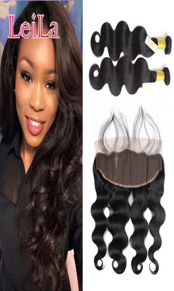 

peruvian 2 bundles with 13 x 4 lace frontal 3pcsset body wave bundles with ear to ear 13 x 4 lace frontal human hair wefts with c6956851, Black;brown