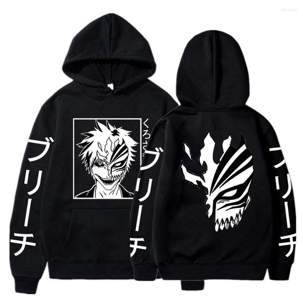 

mens hoodies clothes streetwear anime bleach kurosaki ichigo hoodie boy girls sweatshirts japanese streetwears men women clothing, Black