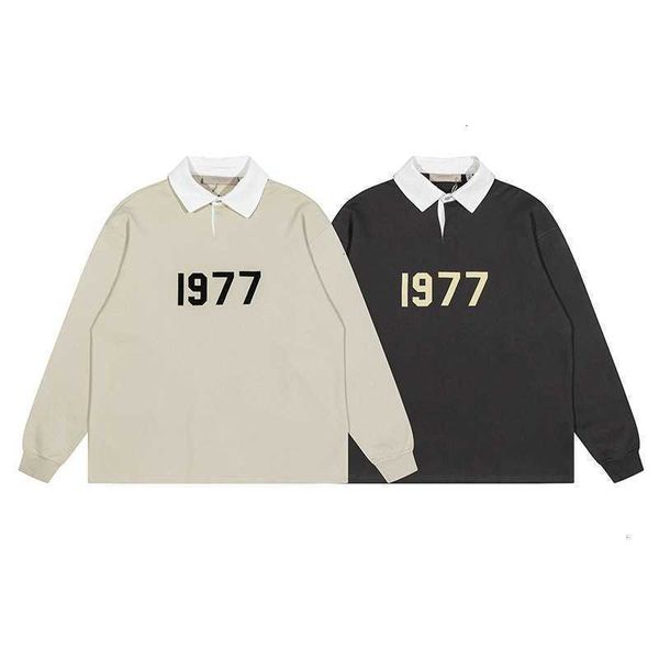 

hoodies hweatshirts autumn 22 fog essentials season 8 double high street loose 1997 flocked polo sweater, Black