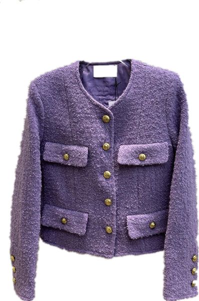 

elegant and elegant gold button embellishment detail tweed short design jacket, Black;brown