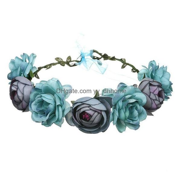 

headbands imitation rose brides flower crown childrens head ornaments wreaths handwork artificial flowers garland headband drop deli dhtr5, Silver