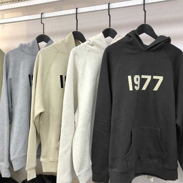

hoodies hweatshirts high version of chaopai high street essentials double line fog1977 flocking drawing plush hoodie for men and women, Black