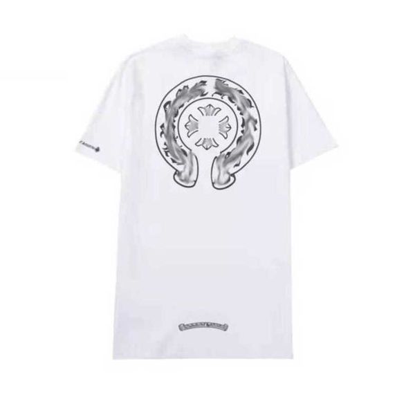 

men's fashion luxury t shirt ch brand tees men women sanskrit letter sweatshirts short sleeve horseshoe couple t-shirt classic cross t, White;black