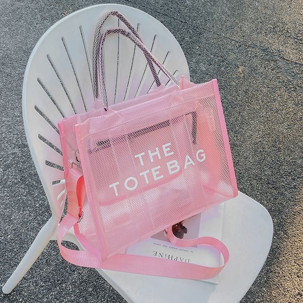 

2022 new designer tote bag shoulder chain bags larger capacity transparent purse fashion shopping bag handbags, Black;red