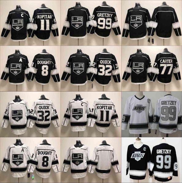 

hockey los angeles kings hockey jerseys 11 anze kopitar 32 jonathan quick 8 drew doughty 77 carter 99 wayne gretzky hockey jersey, Black;red