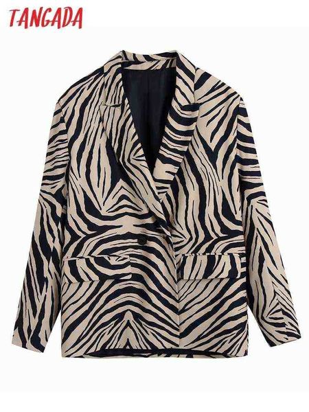 

suit tangada women fashion double breasted zebra print suit blazer jacket vinta, White;black