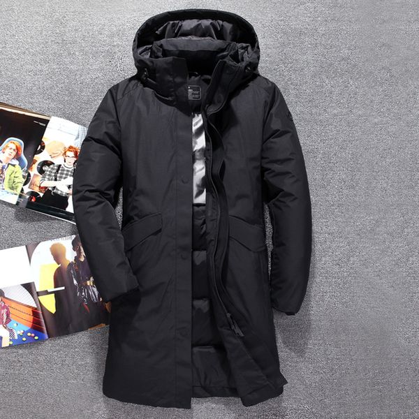 

men's down parkas long jacket men thick winter hat detached warm parka waterproof windproof -30 degrees 3073 221124, Black