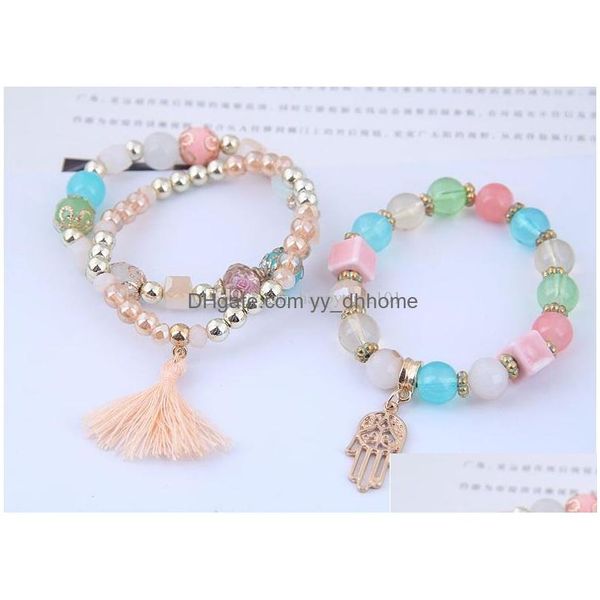 

charm bracelets bohemia bracelet beads stone bracelets for women crystal beaded tassel charm jewelry mtilayer drop delivery dhu3t, Golden;silver