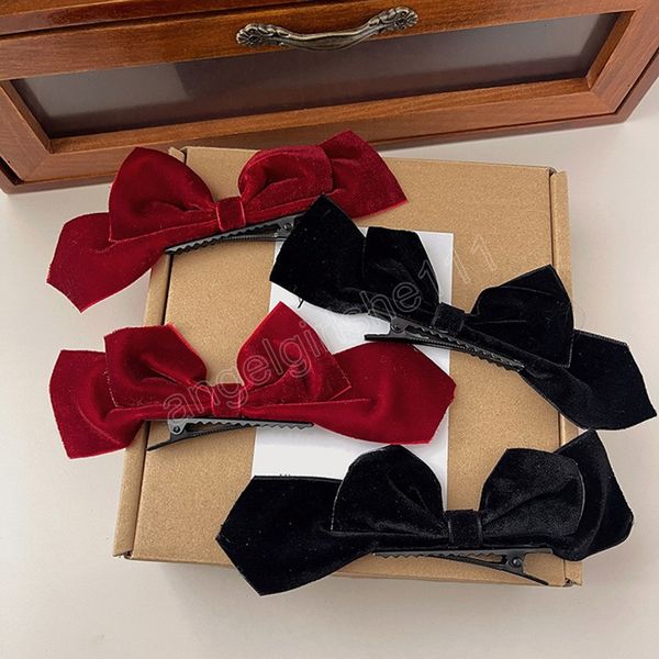 

black red bowknot hair clips vintage side hairpin cute girls barrettes headdress hair accessories women, Slivery;white