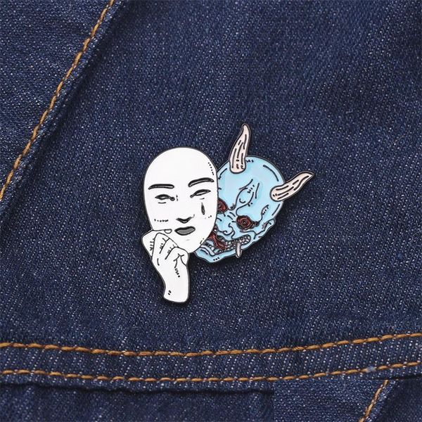 

pins brooches horror demon japanese mask brooch cture jewelry enamel pins jean shirt bag cartoon 6172 q2 drop delivery dhgarden dhbkq, Gray