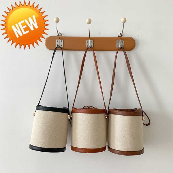 

luxury designer bags triumphal arch portable bucket women's 2023 new splicing canvas single shoulder simple fashion cylinder factory di