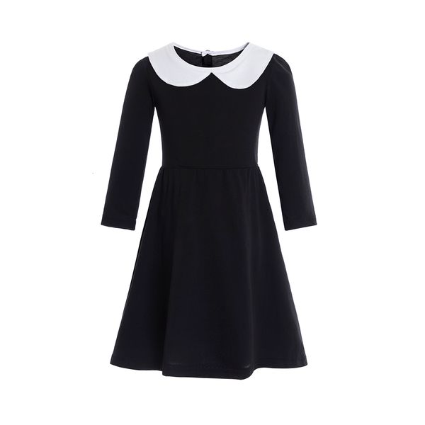 

family matching outfits halloween costume gothic wednesday dress black white collar girls halloween addams dusk 221125, Blue