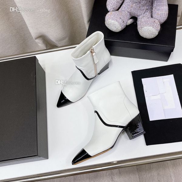 

designer ccs ankle boots fashion leather booties channel women winter boot shoes letters woman gsdf, Black