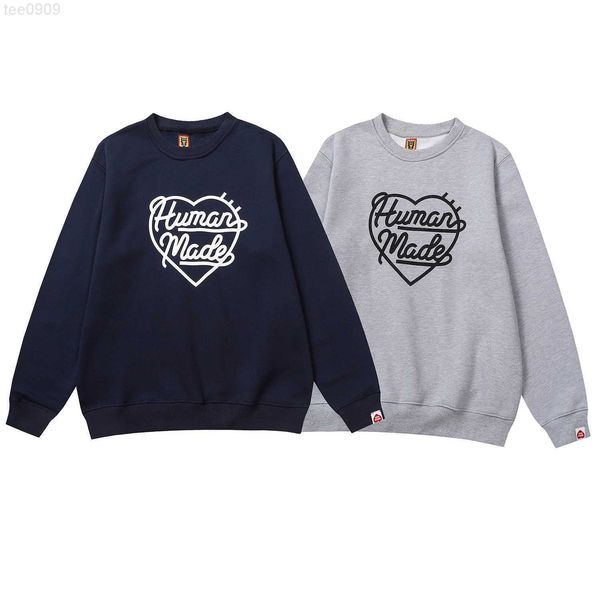 

designer human make love letter round neck plush sweater for men and women cotton hoodies size xl, Black
