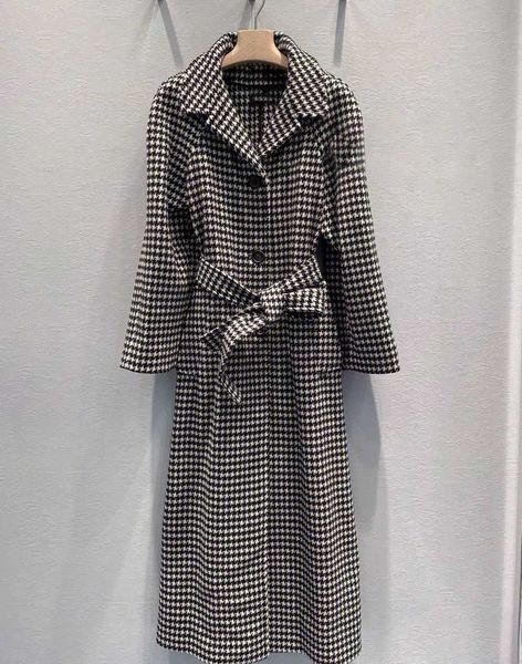 

women's wool blends 2022 autumn and winter premium woolen coat women, Black