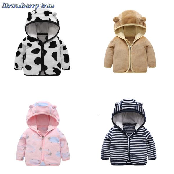

coat baby boys girls hooded fleece wool autumn cartoon solid color bear ears kids outwear jacket winter velvet children s 221125, Blue;gray