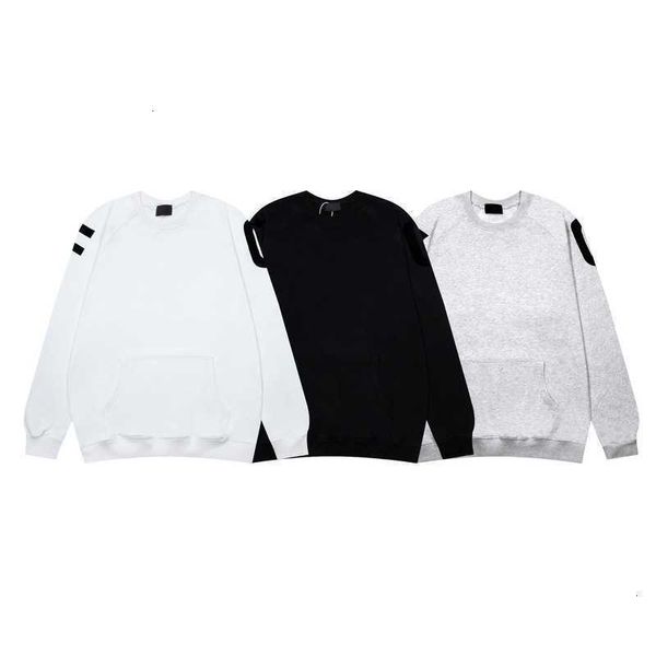 

hoodies hweatshirts high street fog fashion label double line essentials side letter printing round neck sweater for men and women, Black