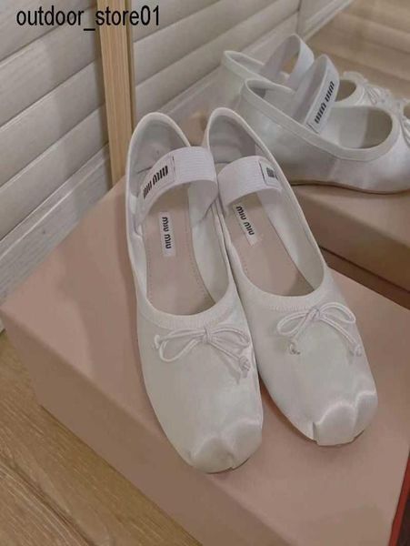 

high version dress shoes designer miu bow flat ballet shoe women new versatile mary jane single sneakers1931672, Black