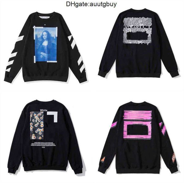 

men's hoodies sweatshirts style trendy fashion sweater painted arrow crow stripe loose hoodie and women's coat off t-shirts offs b, Black