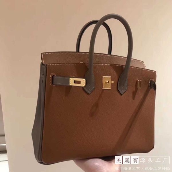 

herme birkins handbags handmade palm print epsom leather bag 30 women's handbag golden brown elephant grey wm
