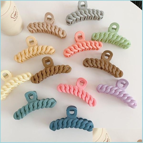 

hair clips barrettes new solid color braided hair clip women summer large ponytail holder clamps claw crabs fashion access dhgarden dhei3, Golden;silver
