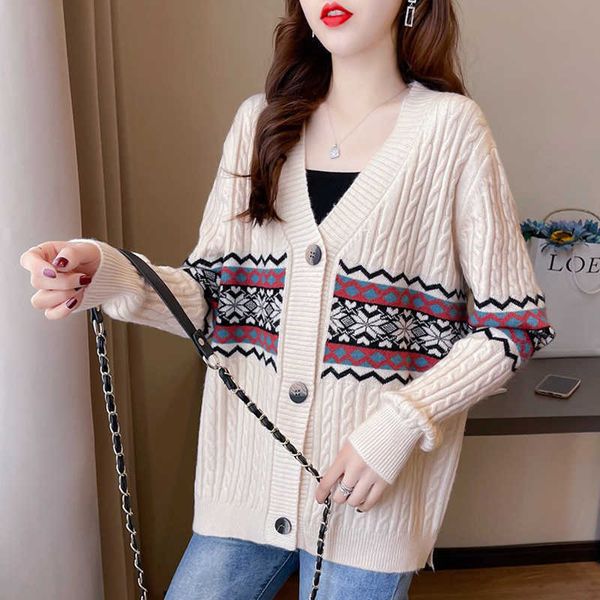 

women's sweaters peonfly 2021 new vintage print autumn winter women vest sweater loose vhals button down knitted jacket female outfit j, White;black