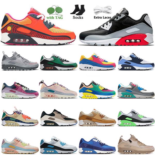

90s cushion men women running shoes airmaxs 90 futura michigan trail team gold black infrared rose camo surplus laser blue gorge green train